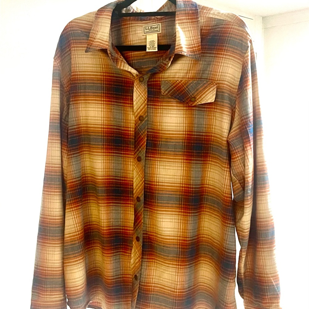 LLBean Men's Mountainside Brushed Performance Shirt  XL Snap Button Up